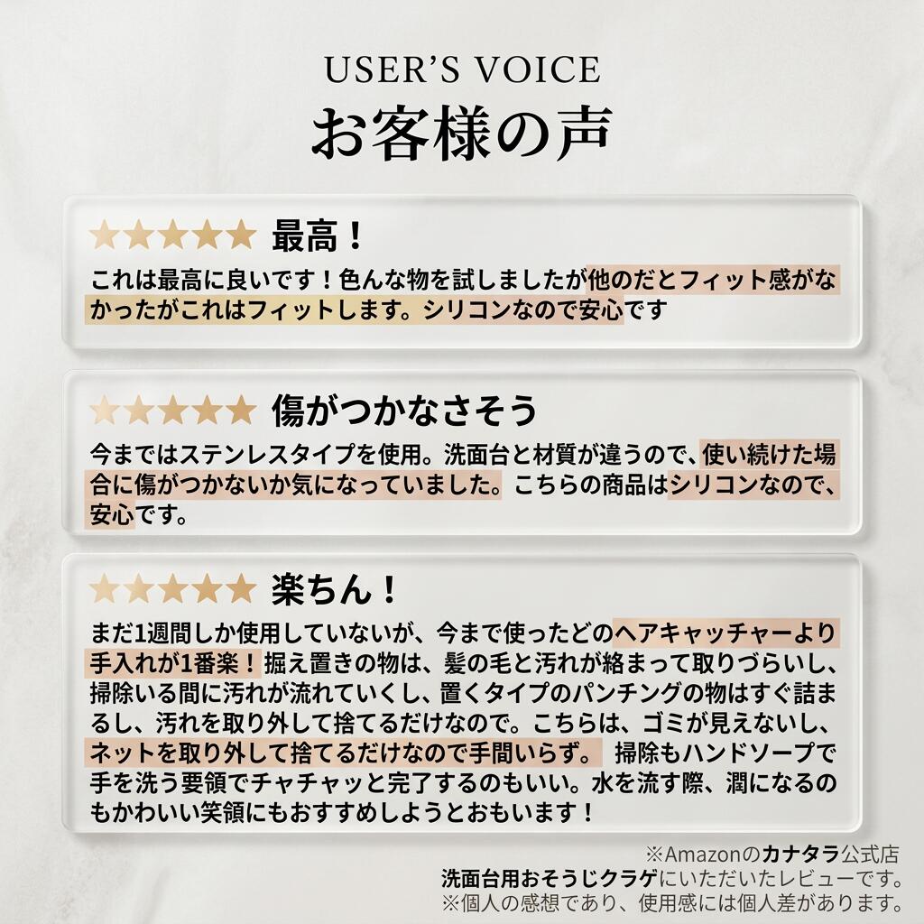 おそうじクラゲ洗面台用お客様の声